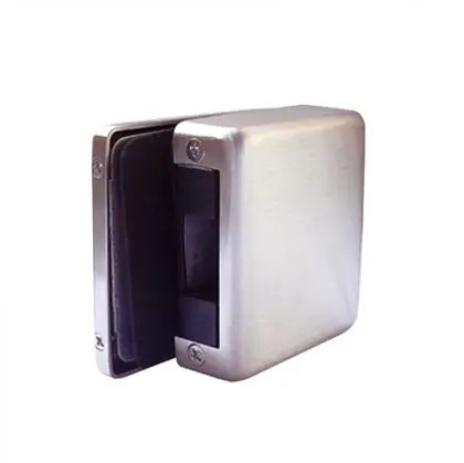 Magnetic glass door lock strike box