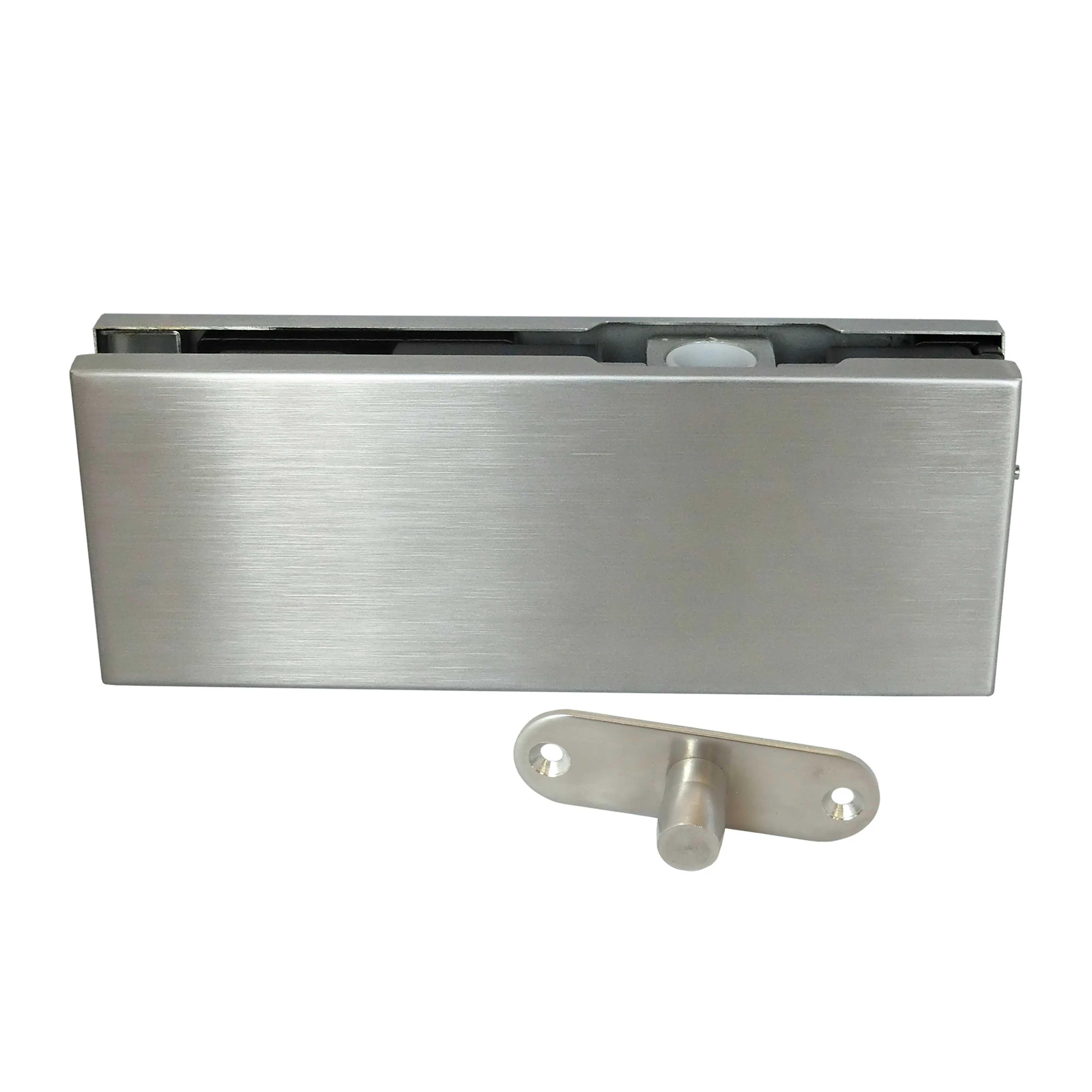 Top pivot door clamp with fixed pivot pin on frame