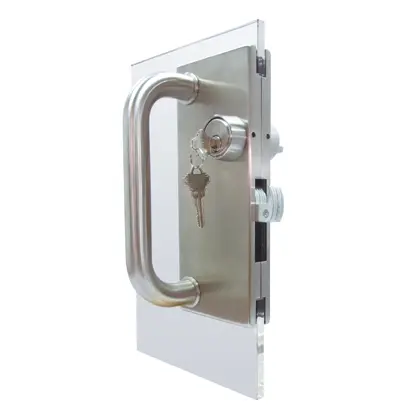 Center glass lock with hookbolt, US cylinder and pull handle 