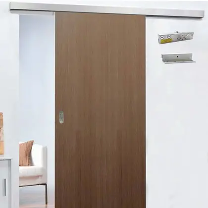 Aluminum sliding door system for wooden door 