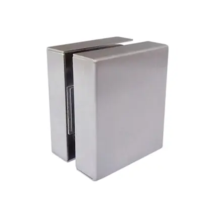 S.S. glass clamps mounted to floor/ wall/ ceiling (no glass cut-out)