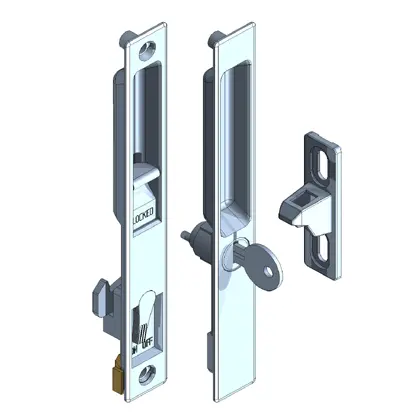 Aluminum sliding door lock - Flushmount with nite latch and cylinder 