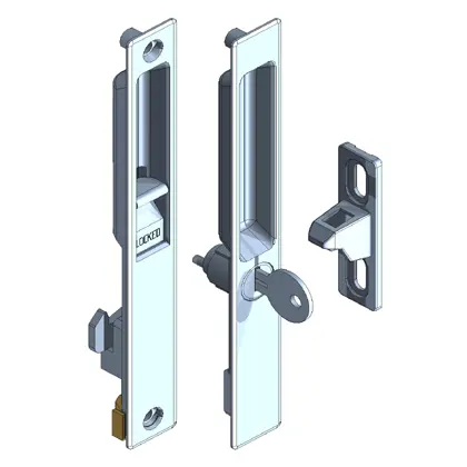 Aluminum sliding door lock - Flushmount with cylinder 