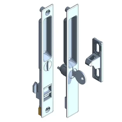 Aluminum sliding door lock - Flushmount with nite lock and cylinder 