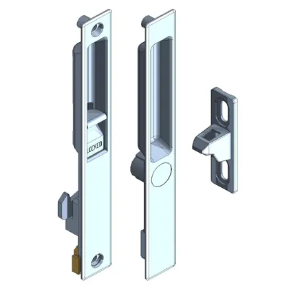 Aluminum sliding door lock - Flushmount with cylinder hole plug 