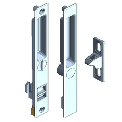Aluminum sliding door lock - Flushmount with nite lock and cylinder hole plug 