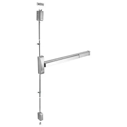 Touch bar exit vertical rod device, panic rated 